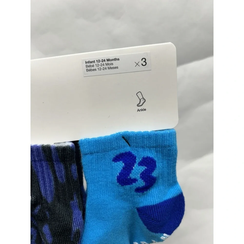 Nike Air Jordan Infant 12-24months Blue (3 Pack) Non Slip Socks (C1)